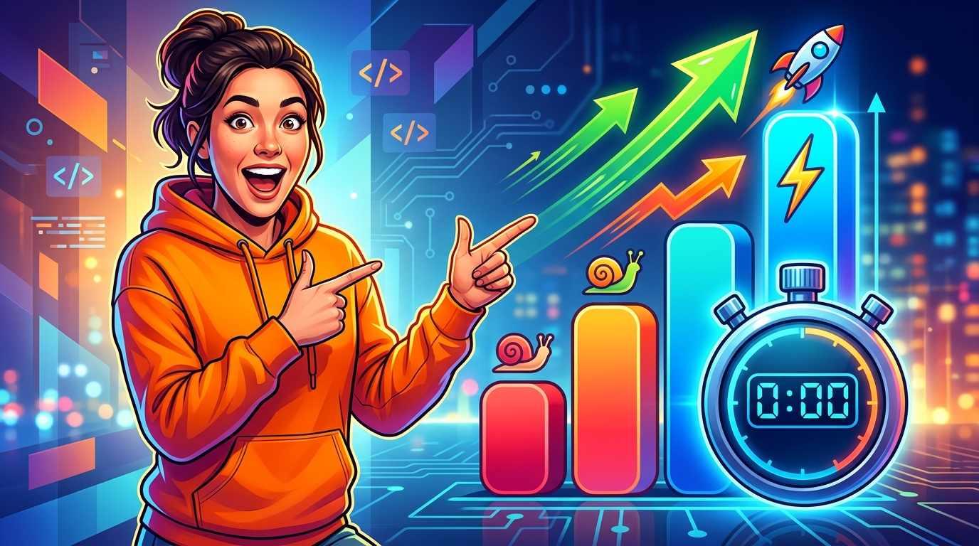 7 Trucos TOP para Optimizar la Velocidad de Carga Web Gráfico de barras que muestra la mejora de la velocidad de carga web