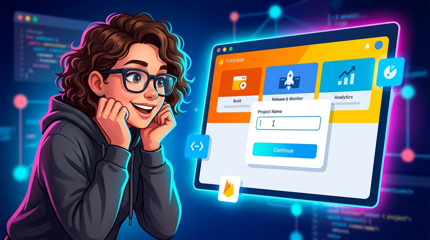 Configurar Proyecto Firebase: Guía Rápida para Empezar con tu App Pantalla de la consola de Firebase mostrando la creación de un nuevo proyecto, con una interfaz limpia y moderna.