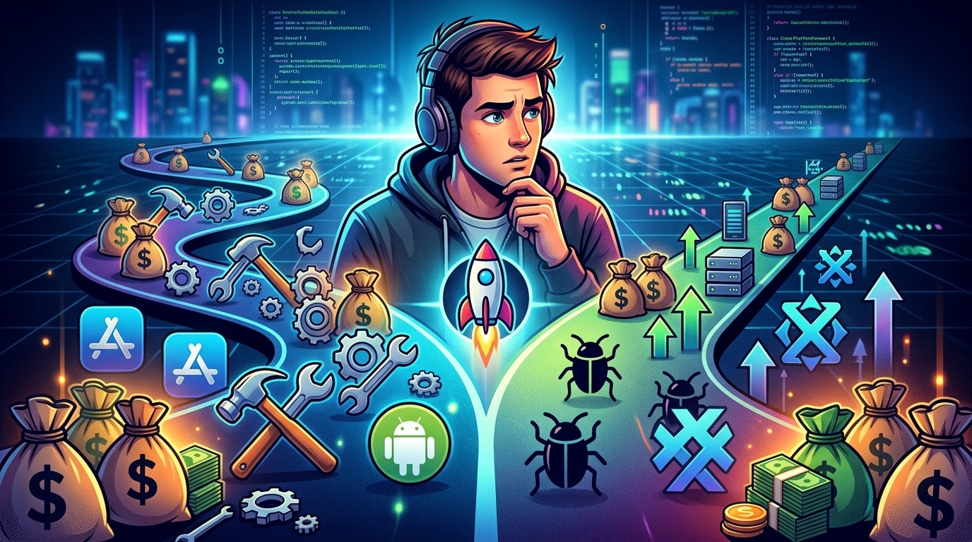Gráfico comparativo de costes a largo plazo entre apps nativas y cross-platform
