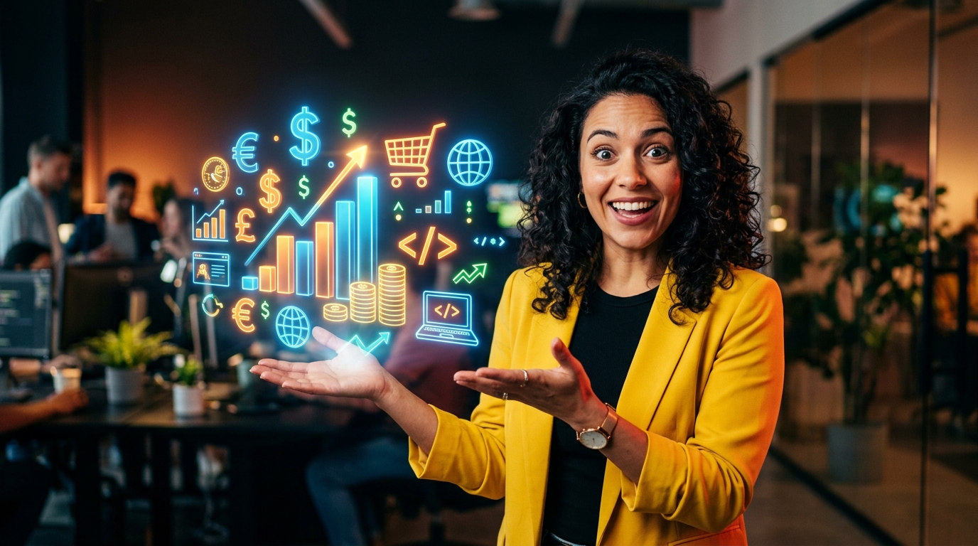 Gráfico de barras mostrando el costo de una página web para diferentes tipos de negocios: básica, pequeña empresa, e-commerce y a medida.