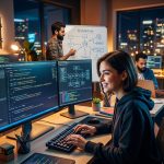 Equipo de desarrollo trabajando en código de plugin WordPress personalizado para una startup