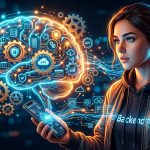 Ilustración de un cerebro digital con engranajes y conexiones, simbolizando la complejidad de la elección del backend para una aplicación móvil o web.
