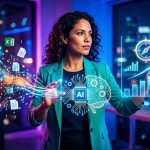 Gráfico que muestra datos desorganizados transformándose en insights claros y decisiones estratégicas gracias a la Inteligencia Artificial para PYMES