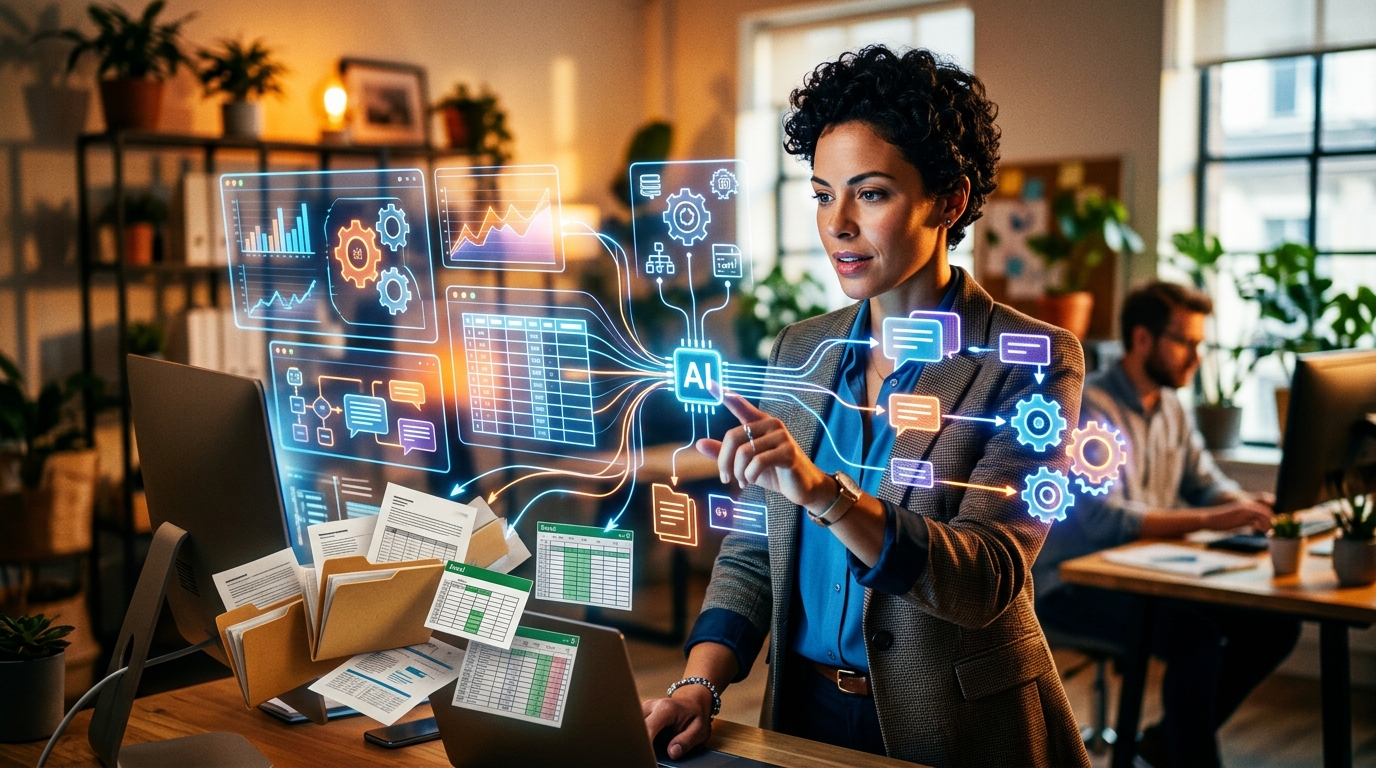 IA para automatizar procesos PYME: Cómo identificar oportunidades reales Gráfico de inteligencia artificial analizando datos para automatizar procesos en una PYME
